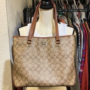 Tan Signature Coach Shoulder Bag